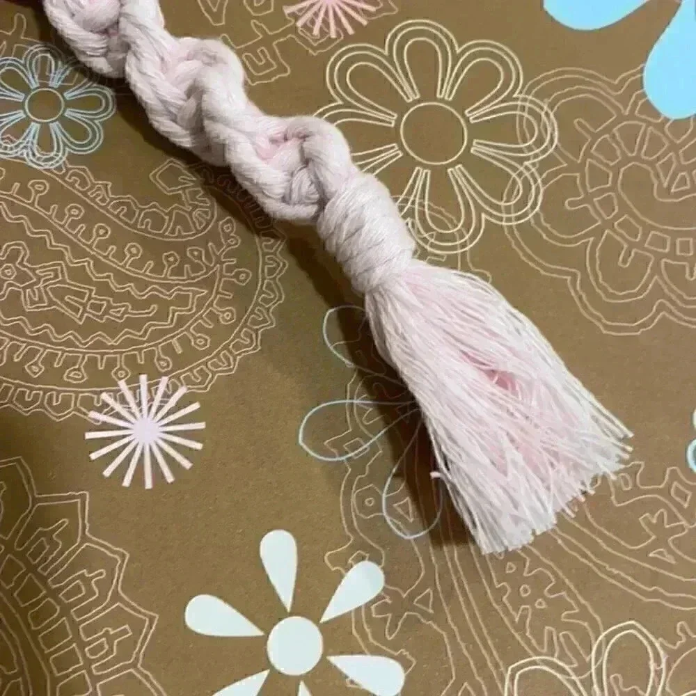 Spiral Macramé Keychain in Baby Pink
